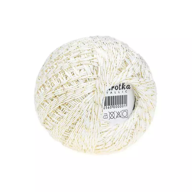 Kordonek OPUS Natura Stokrotka metalik 1777 beż-złoto – biało-złoty